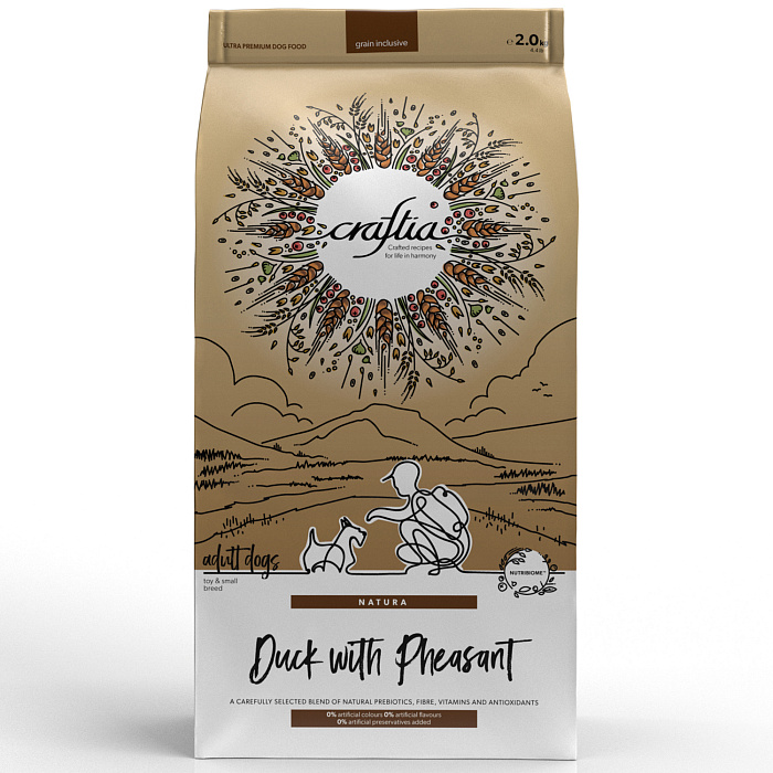 CRAFTIA Сухой корм для мелких собак из утки с фазаном 2 кг
