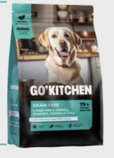 GO'KITCHEN Сухой корм для пожилых собак всех пород с курицей 400гр