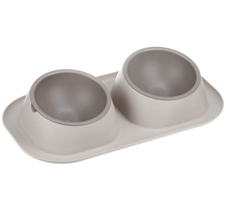 Миска пластиковая для животных двойная ТВИКС 0,2 л капучино