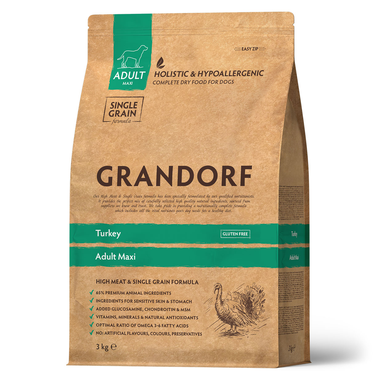 Grandorf Сухой корм для крупных собак с индейкой 3 кг 5407007851171