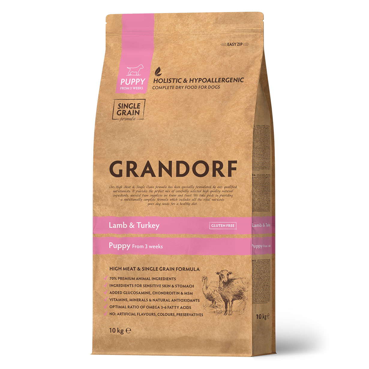 Grandorf Сухой корм для щенков с ягнёнком и индейкой 10 кг 5407007850877