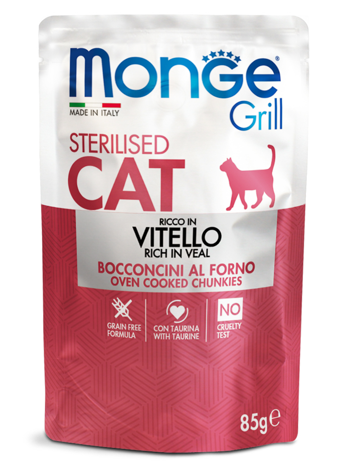 Monge Cat Grill Влажный корм для стерилизованных кошек, с телятиной,  85 г