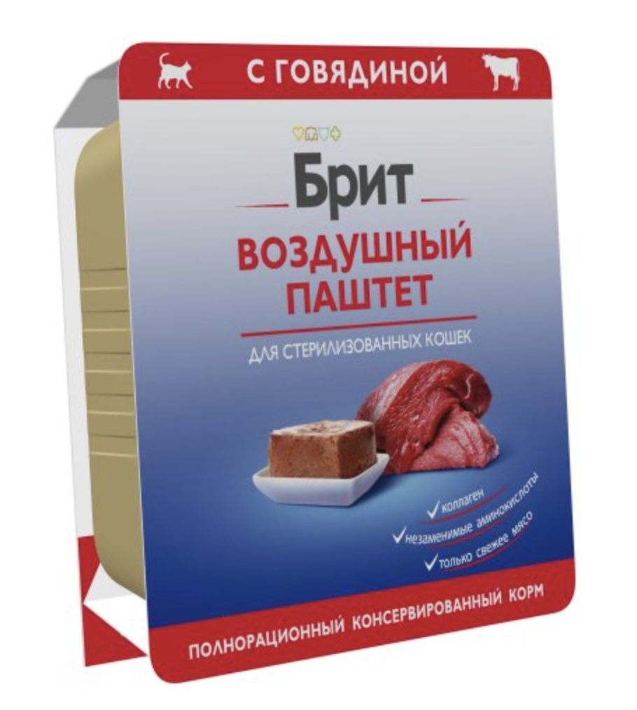 Brit Брит Воздушный паштет для  стерилизованных кошек, говядина, 100 г 5060894