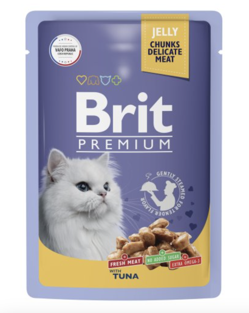 Brit Premium Брит Премиум Влажный корм в желе для кошек, тунец, 85г 5050154