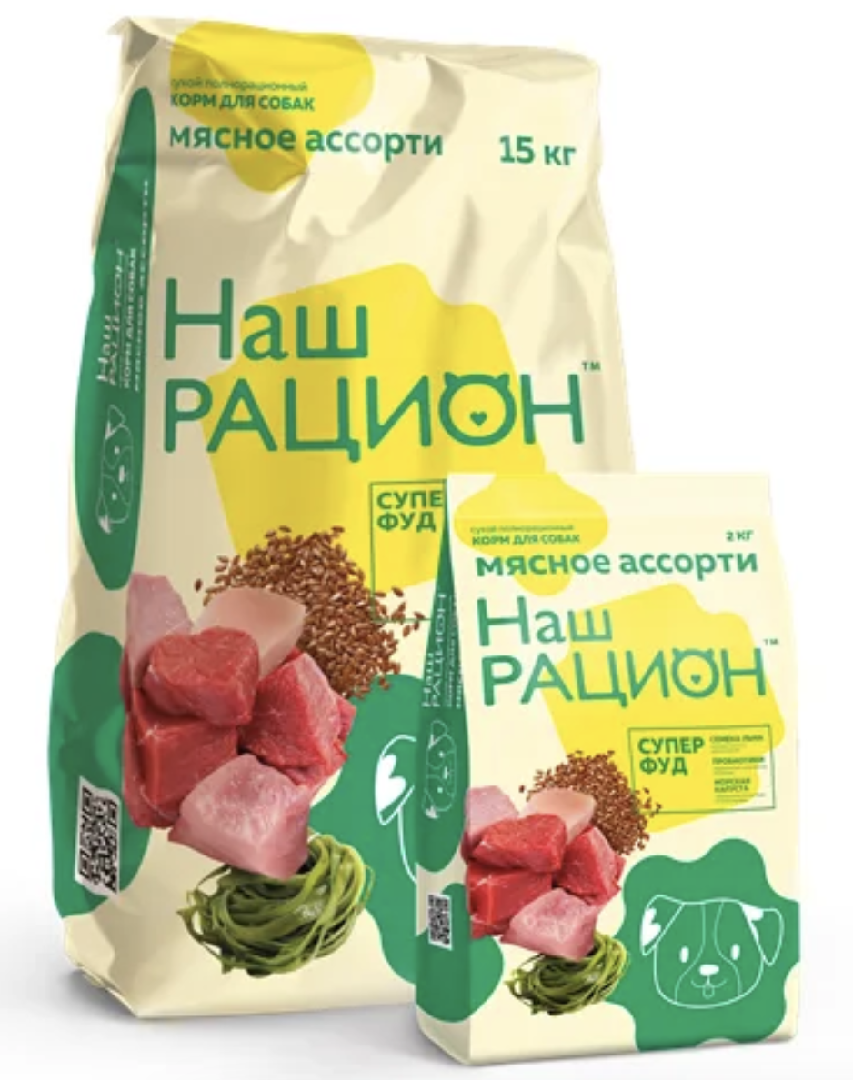 Наш Рацион Сухой полнорационный корм для собак мясное ассорти 2 кг