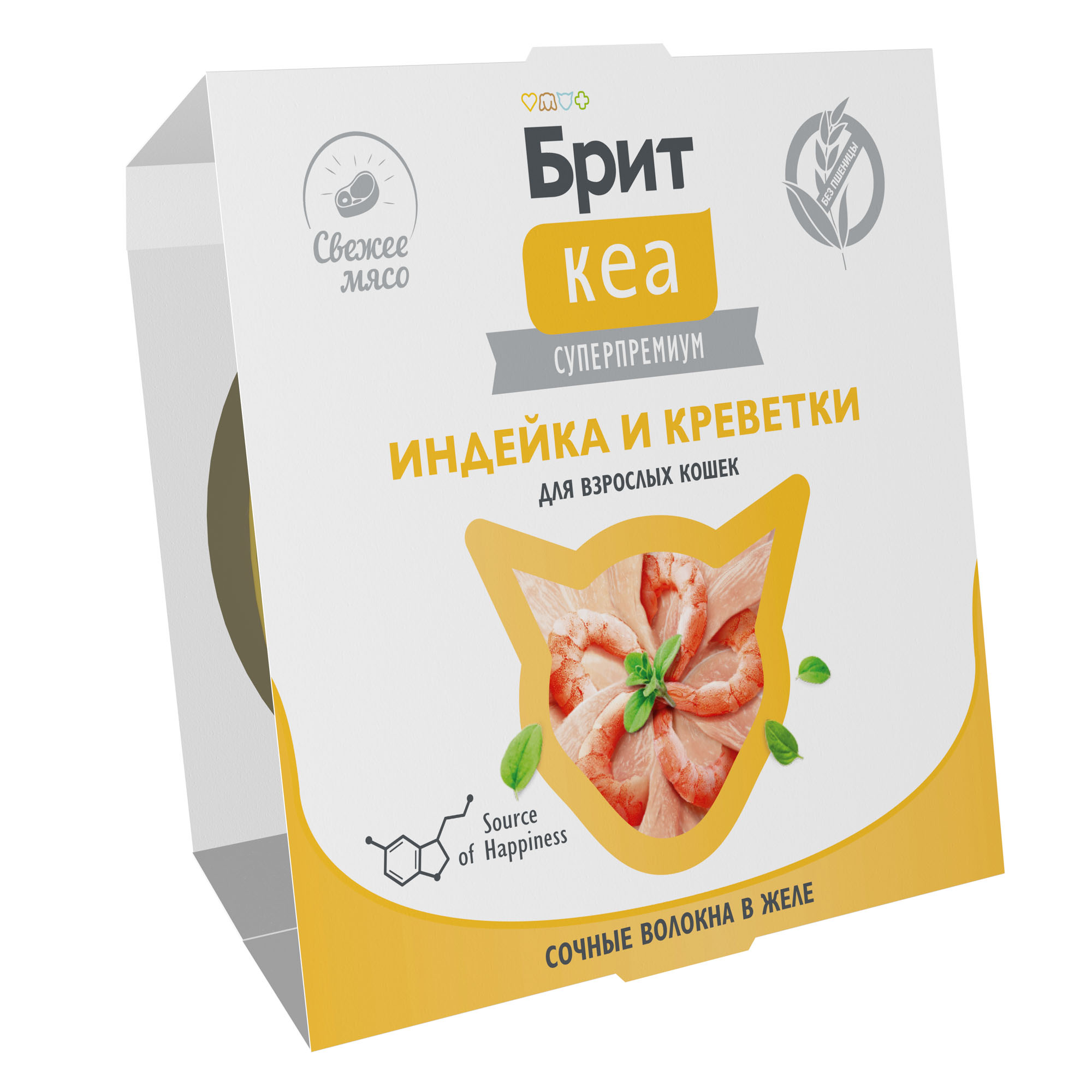 Brit Care Брит Кеа Корм для взрослых кошек в желе, индейка и креветки, 75 г  1062912