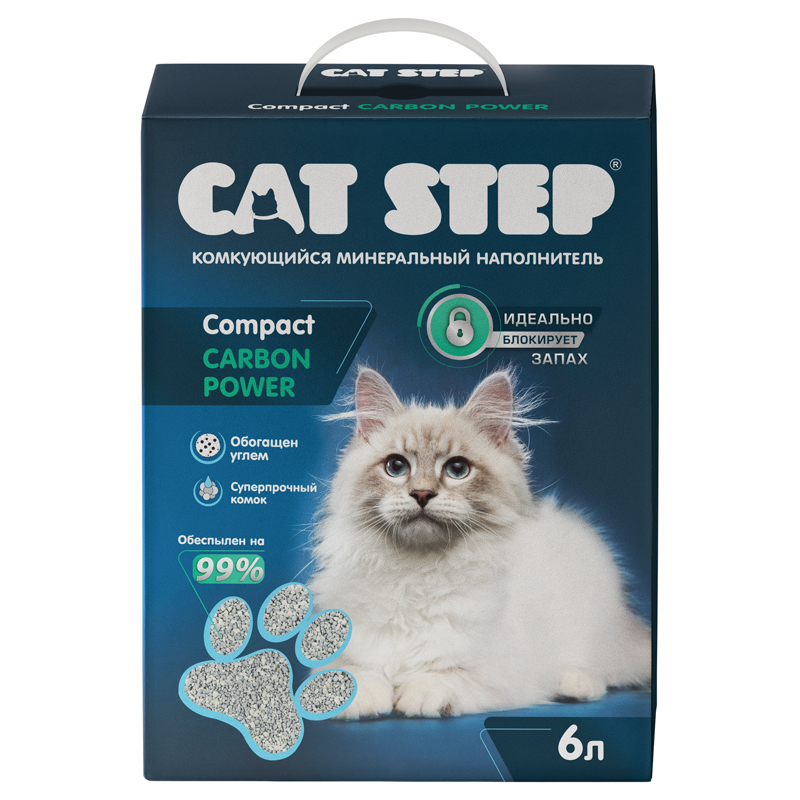 Cat step Наполнитель комкующийся Compact Carbon Power, 6 л