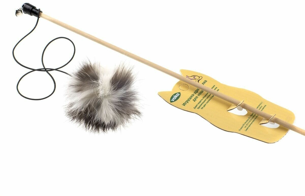 GoSi  Удочка-дразнилка Пушистик с искусственным мехом кролика