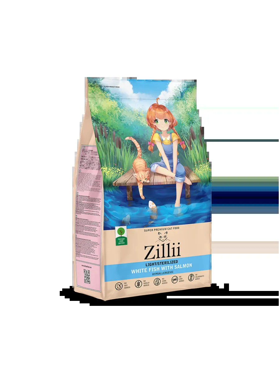 Zillii корм для стерилизованных кошек с лишним весом с рыбой 400 г