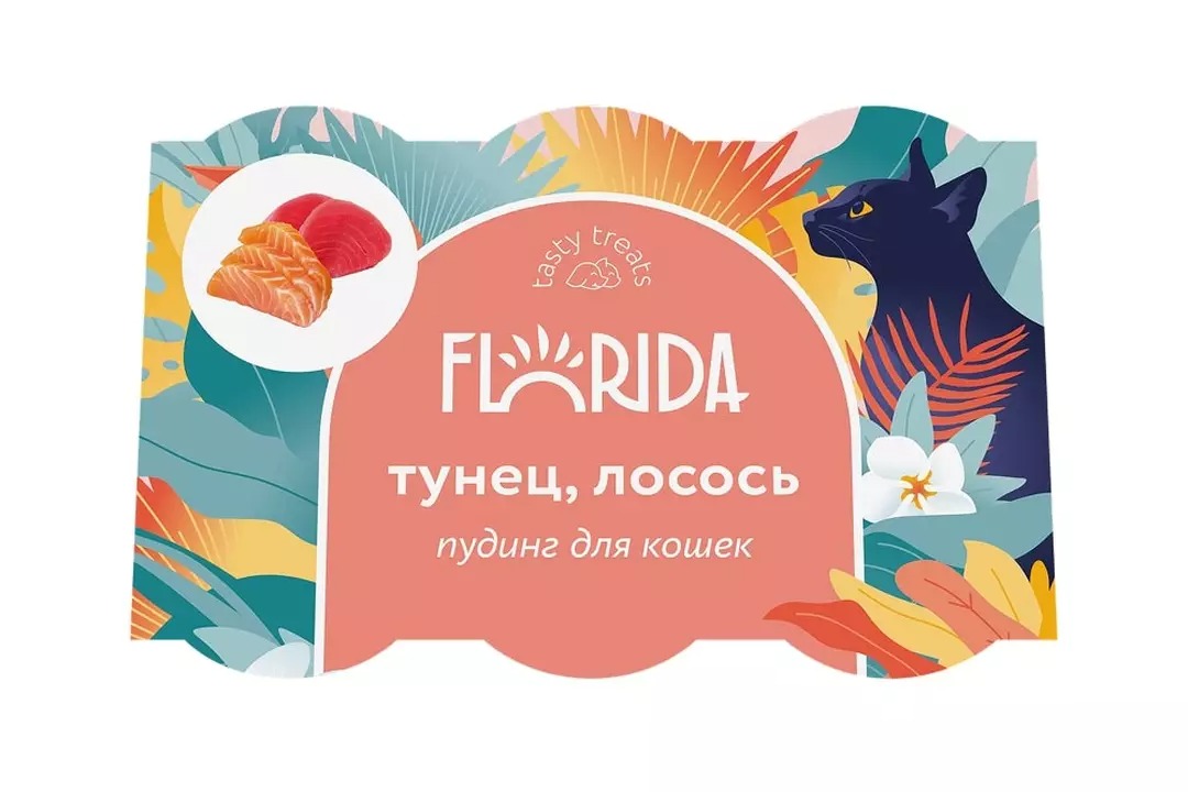 FLORIDA Лакомство пудинг для кошек с тунцом и лососем 6 шт 4601833169979