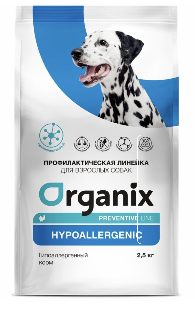 Organix Сухой гипоаллергенный корм для собак с индейкой 2,5 кг 4640201670617