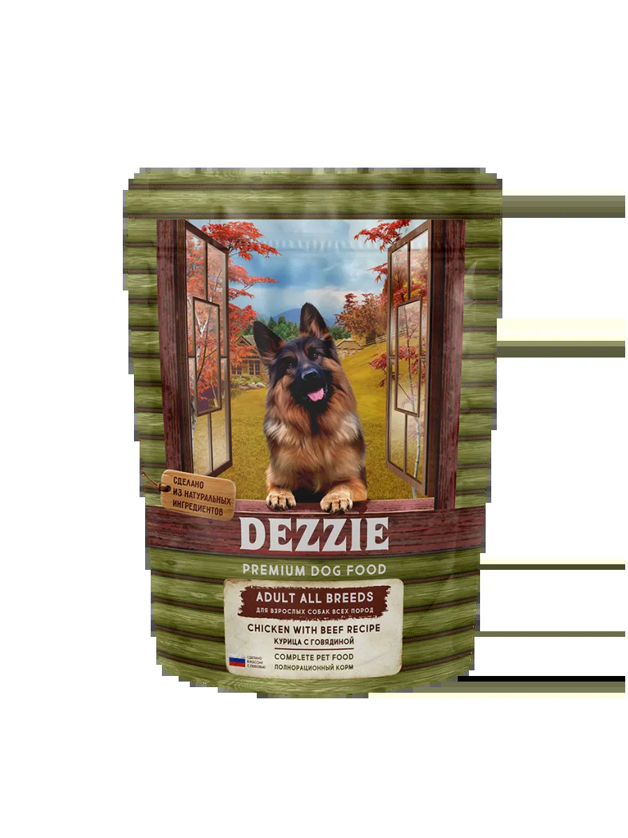 Dezzie Сухой корм для собак с курицей и говядиной - 800 г