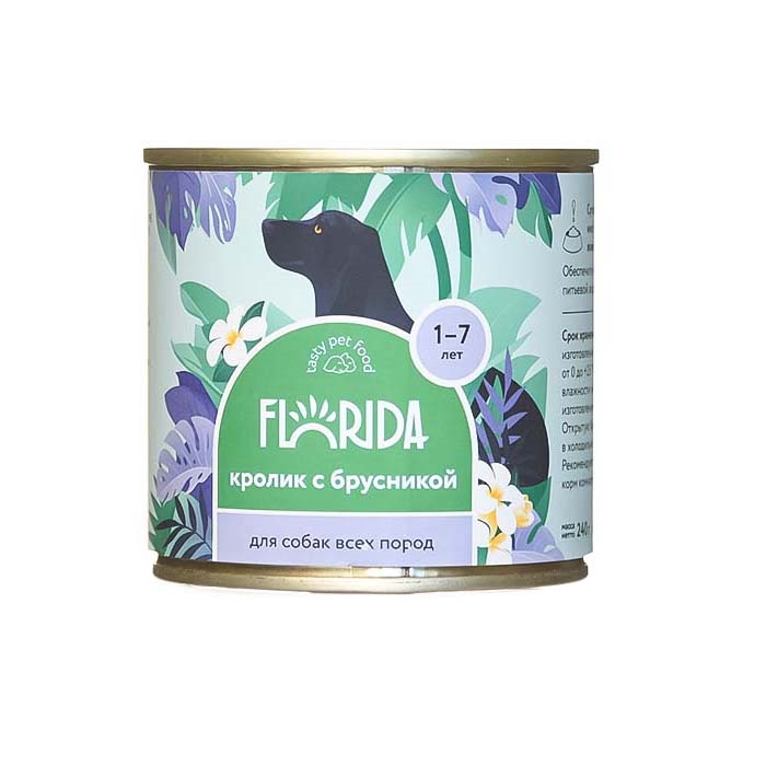 Florida Влажный корм для собак с кроликом и брусникой 240гр-1шт 4640201673939 4603684462612