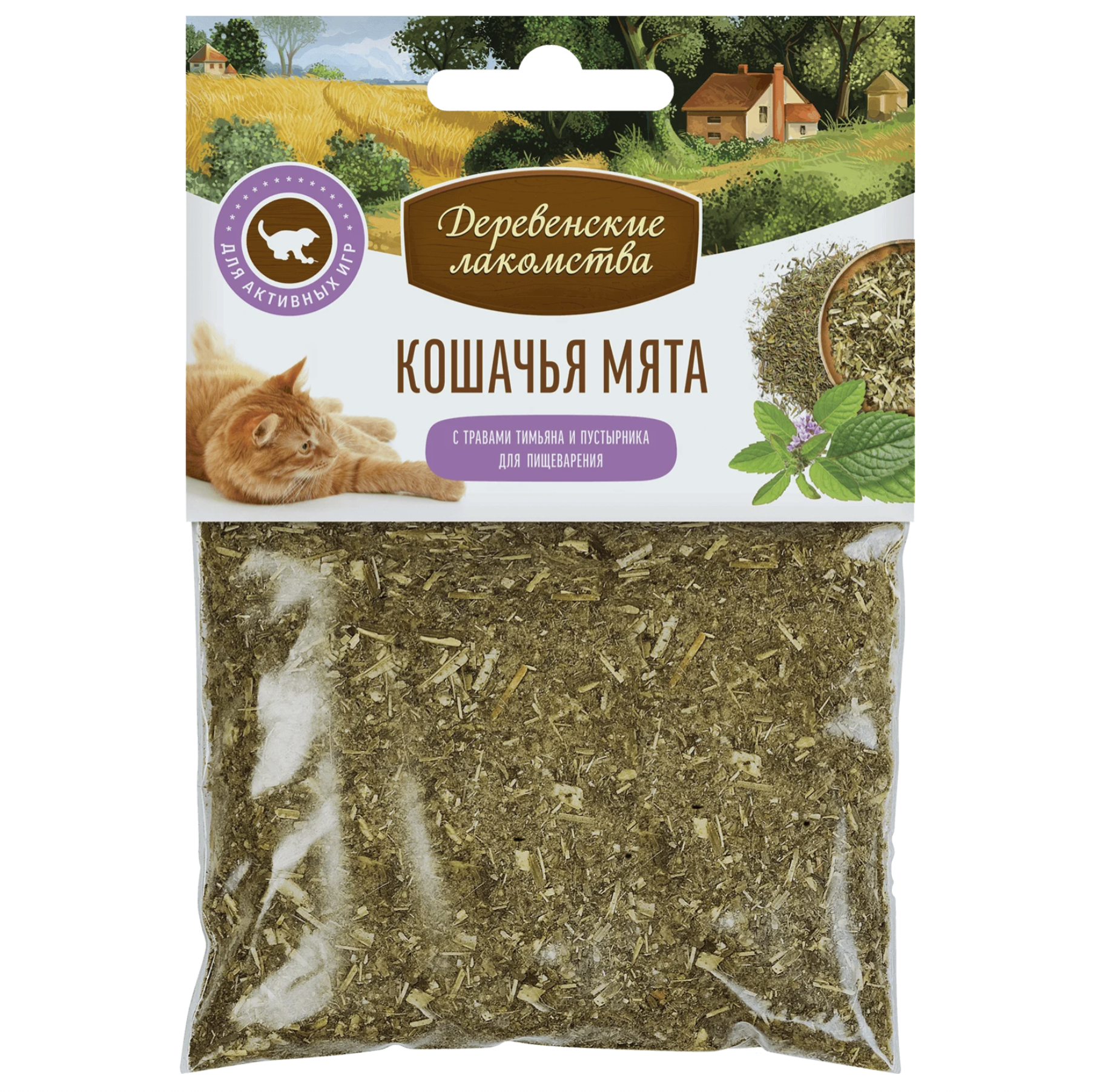 Деревенские лакомства  Кошачья мята Тимьян + пустырник 15 гр 4660182970063