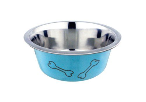 Миска для животных "Homepet Color Косточки" металлическая голубая, 0,45 л