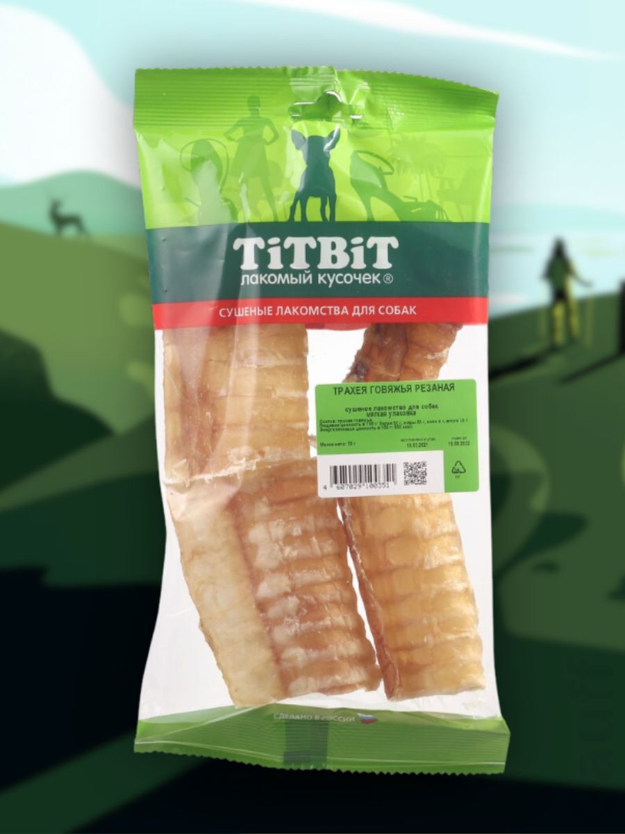 TiTBiT Лакомство Трахея говяжья резаная 70 гр 4607029100351