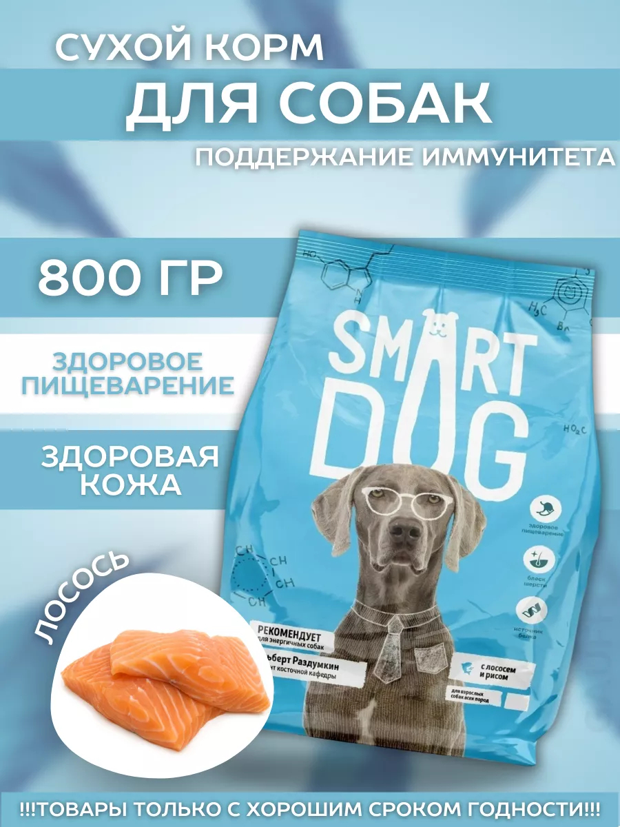 Smart Dog Сухой корм для собак с лососем и рисом 0,8 кг 4640201671867 4607126052713 4603763289314