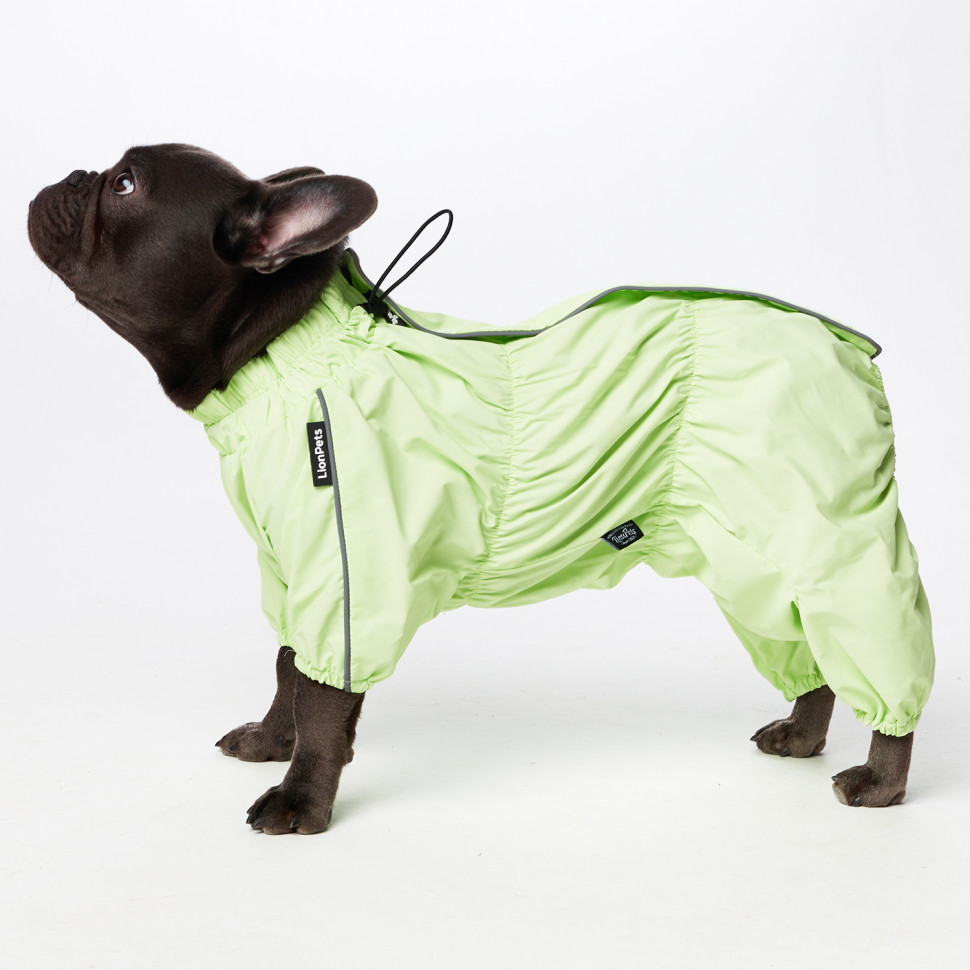 Дождевик LionPets Французский бульдог LPK9025-4 на девочку Цвет: Салатовый (девочка (спинка 41 см, обхват шеи 42-59 , обхват груди 46-66 см))