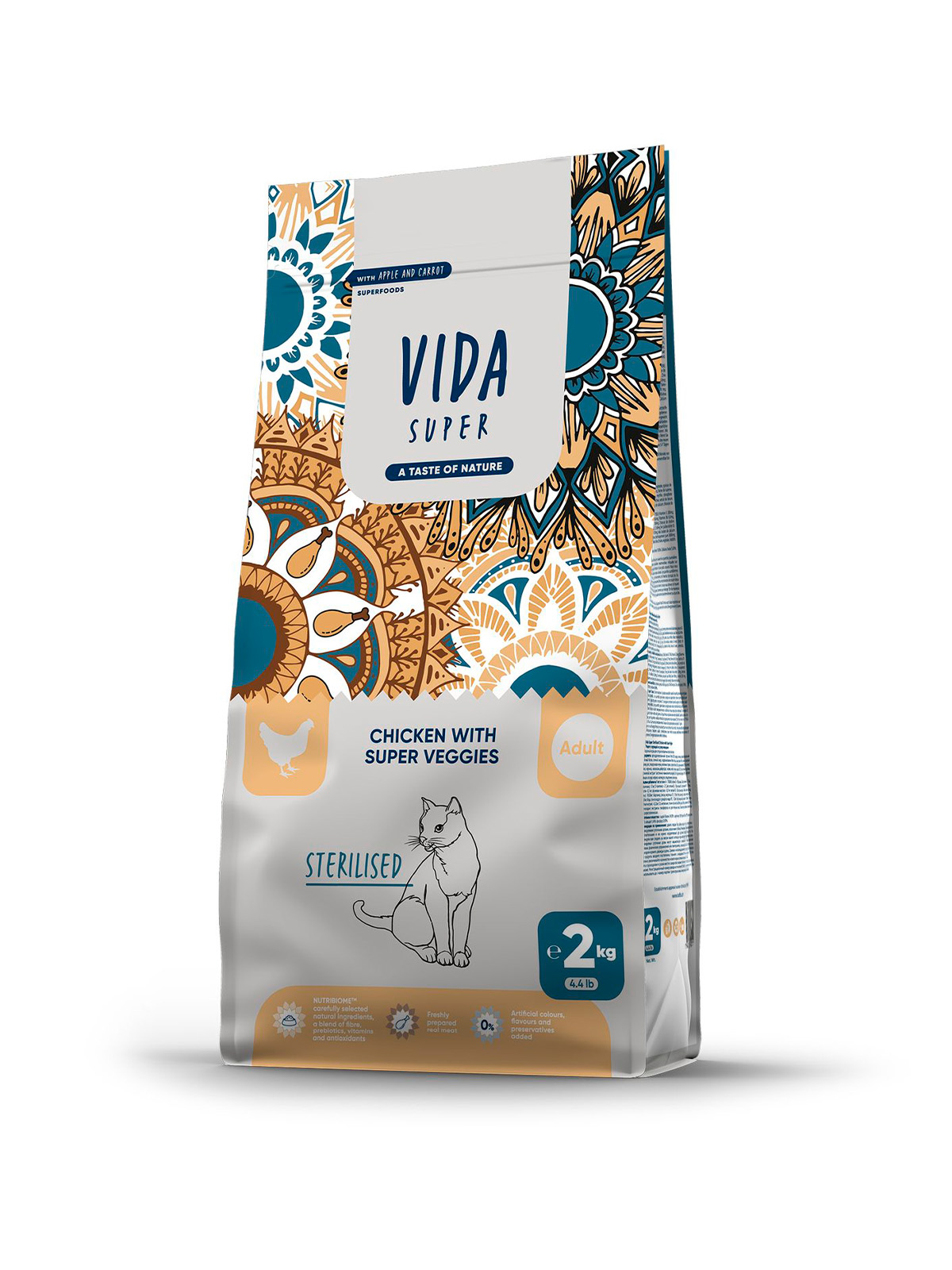 Сухой корм VIDA SUPER для взрослых стерилизованных кошек из курицы с овощами 2 кг