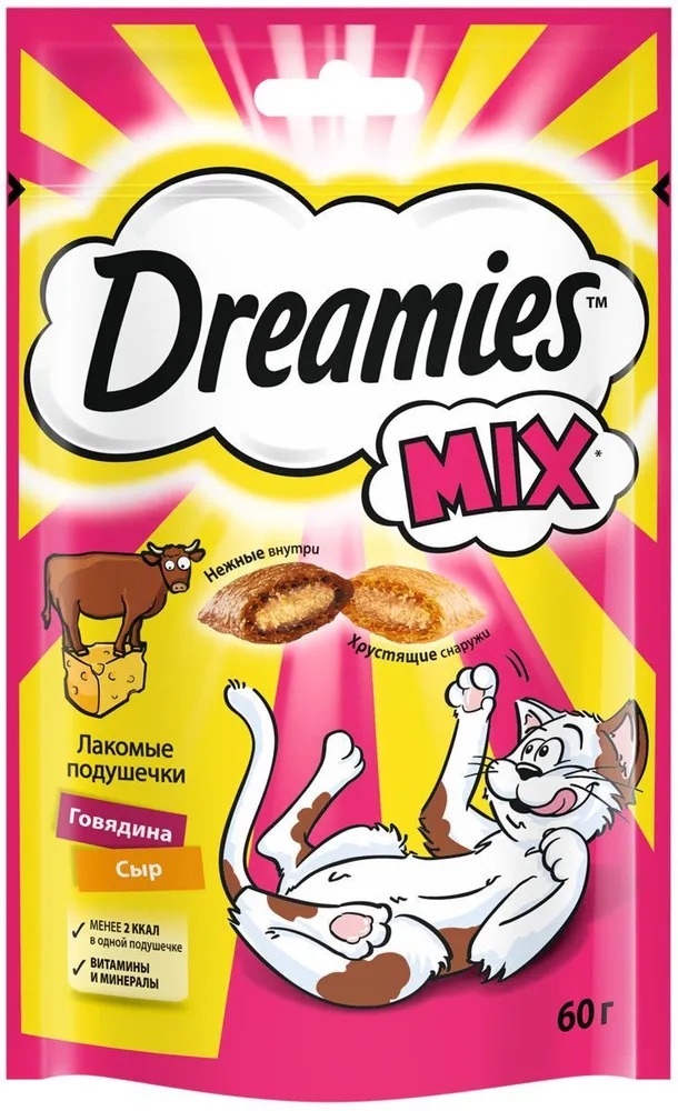 DREAMIES Лакомство для кошек  с говядиной и сыром 60 г