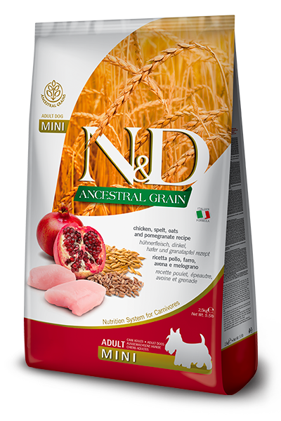 FARMINA N&D Ancestral Grain Сухой корм для собак мелких пород Спельта, овес, курица, гранат 800 г