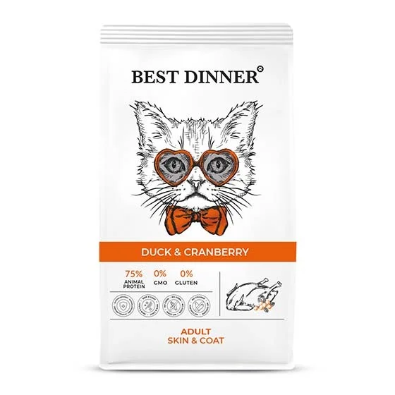 Best Dinner (Бест Диннер Эдалт) Сухой корм для кошек с уткой и клюквой  1,5 кг