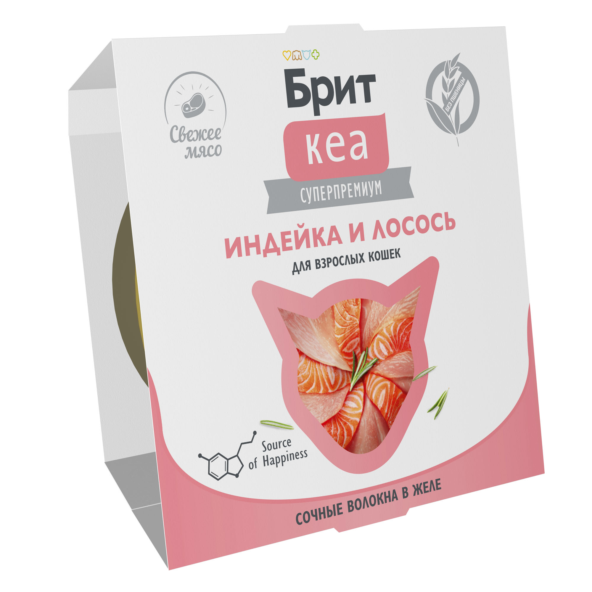 Brit Care Брит Кеа Корм для взрослых кошек в желе, индейка и лосось, 75г 1062936