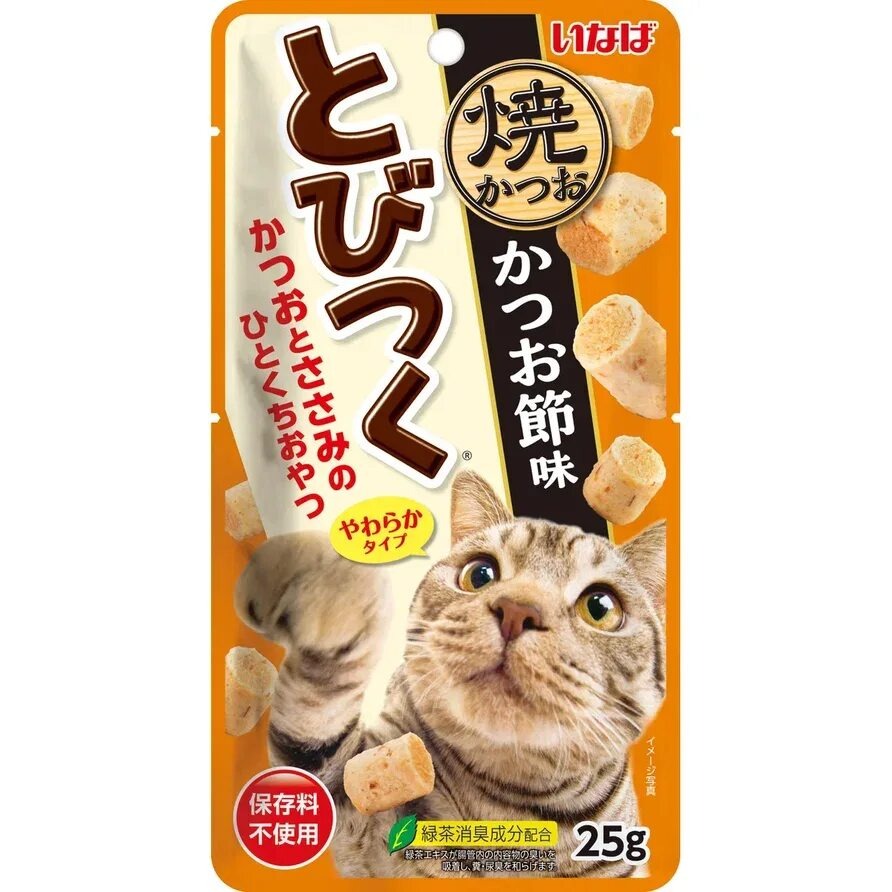 INABA CIAO Tobitsuko Yakikatsuo Запеченное Лакомство  для кошек со вкусом кацуобуси, 25 г