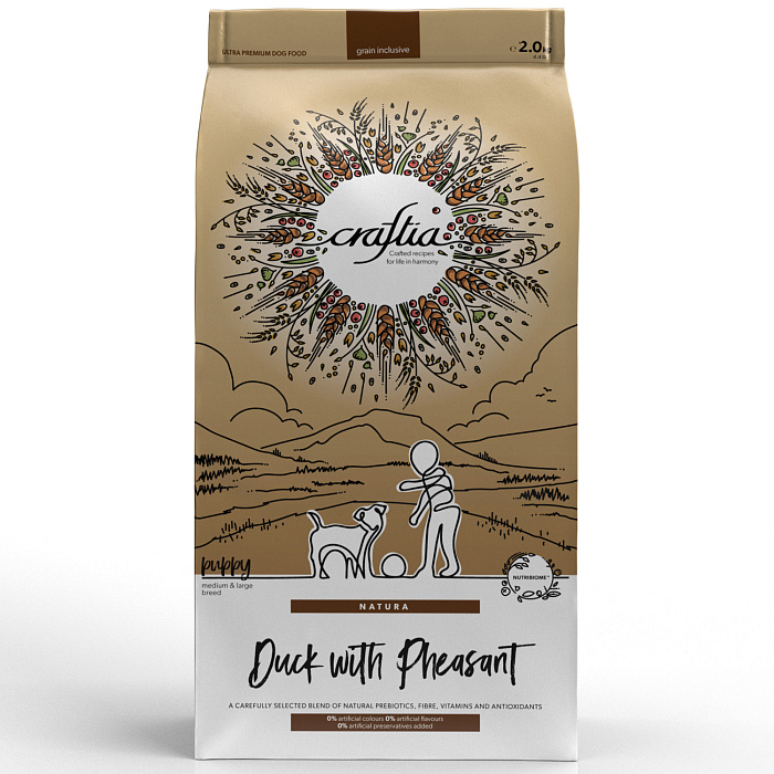 CRAFTIA Сухой корм для крупных щенков из утки с фазаном 640 гр
