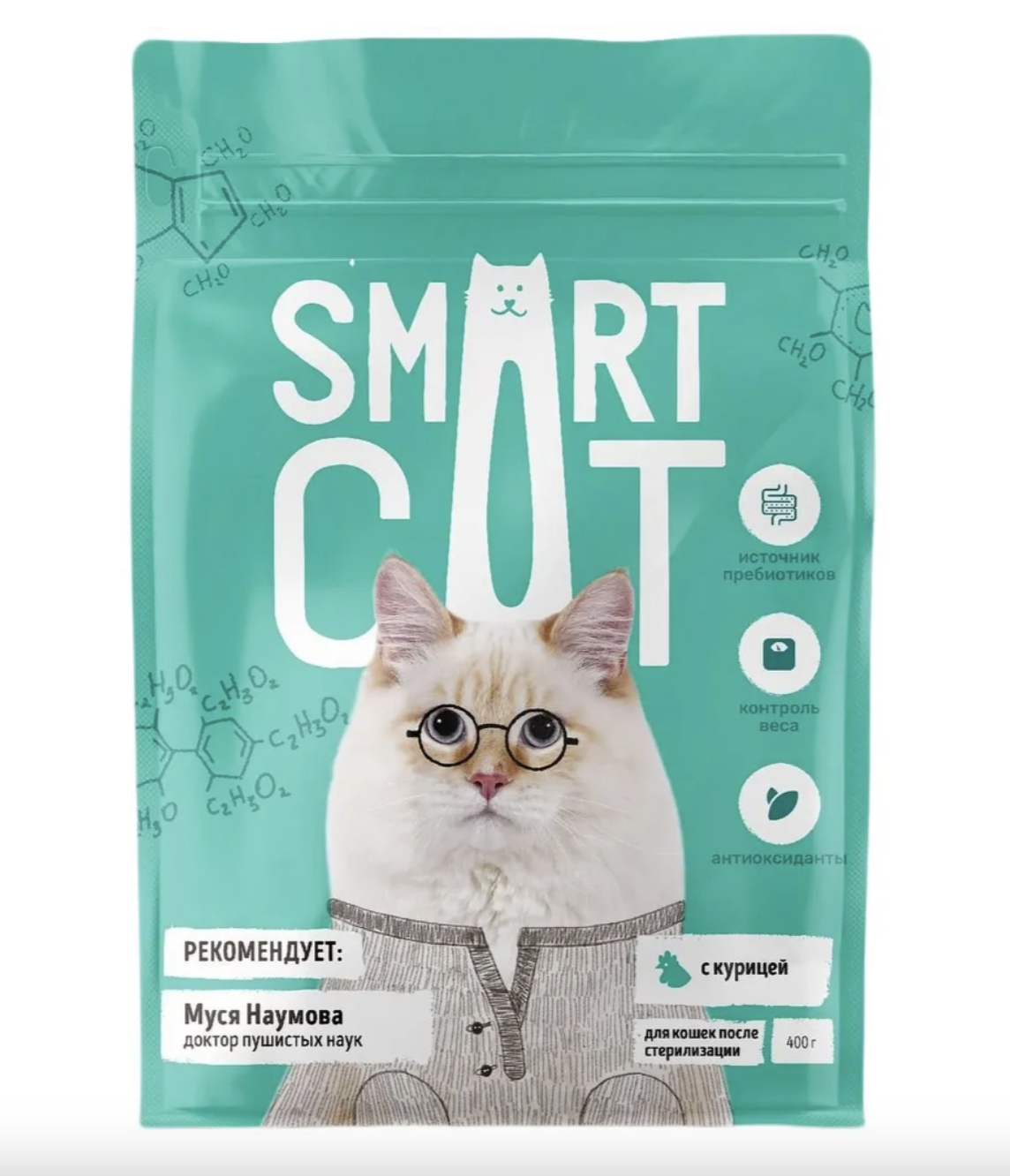 Smart Cat Сухой корм для стерилизованных кошек с курицей 0,4 кг 4640201671560 4603763289123