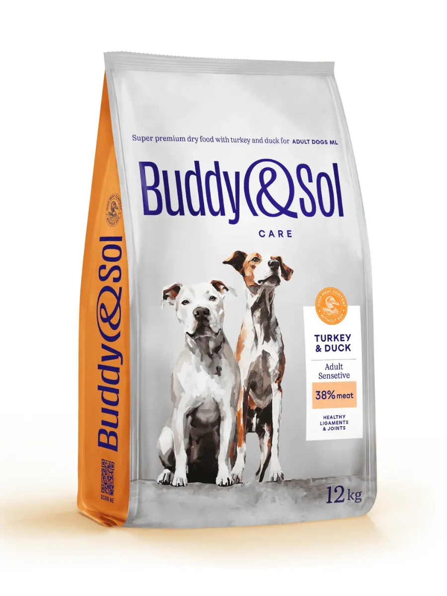Buddy&Sol Care Сухой корм с индейкой для собак средних и кр. пород 12кг