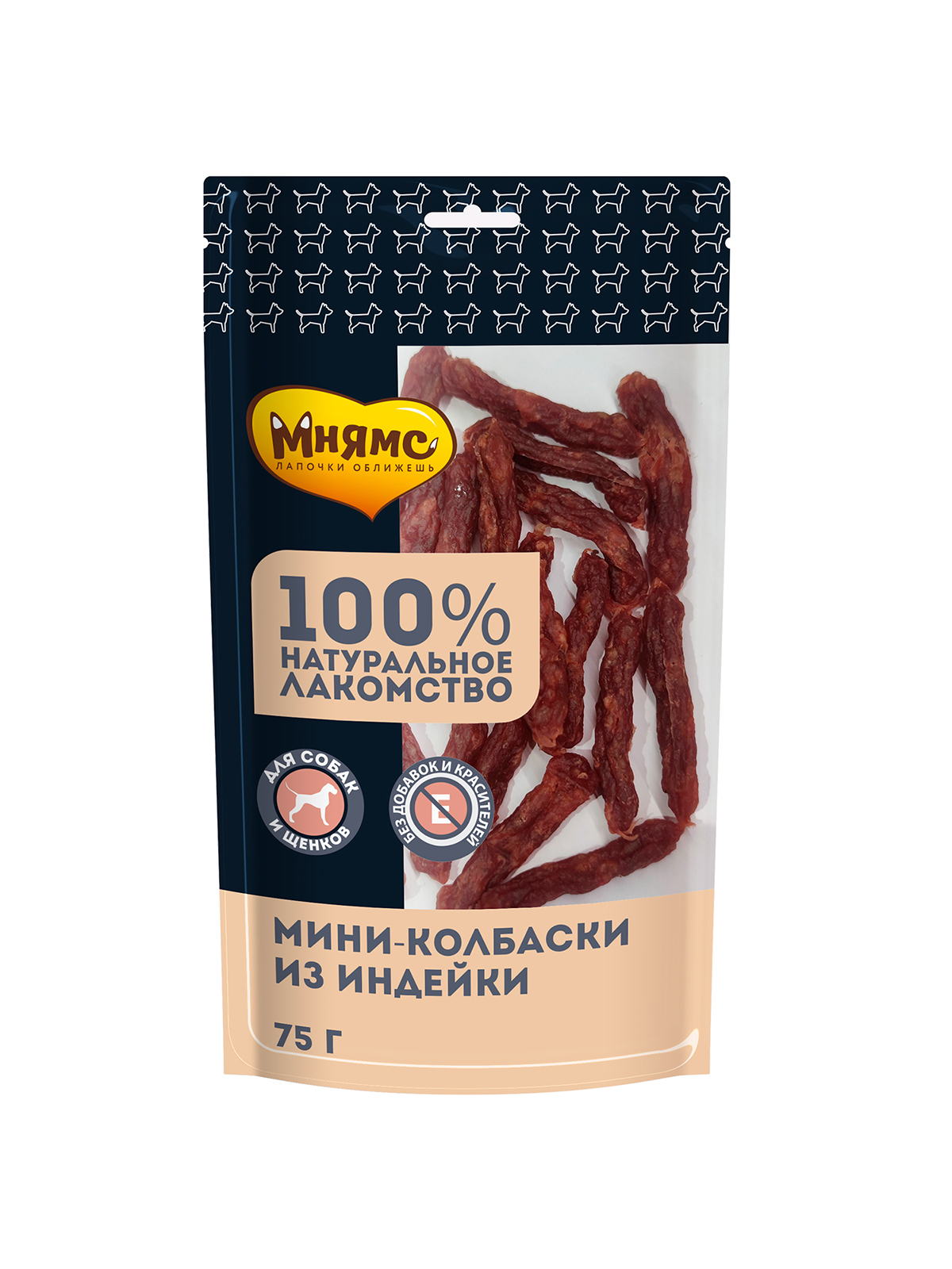 Мнямс Лакомство для собак Мини-колбаски из индейки 75г