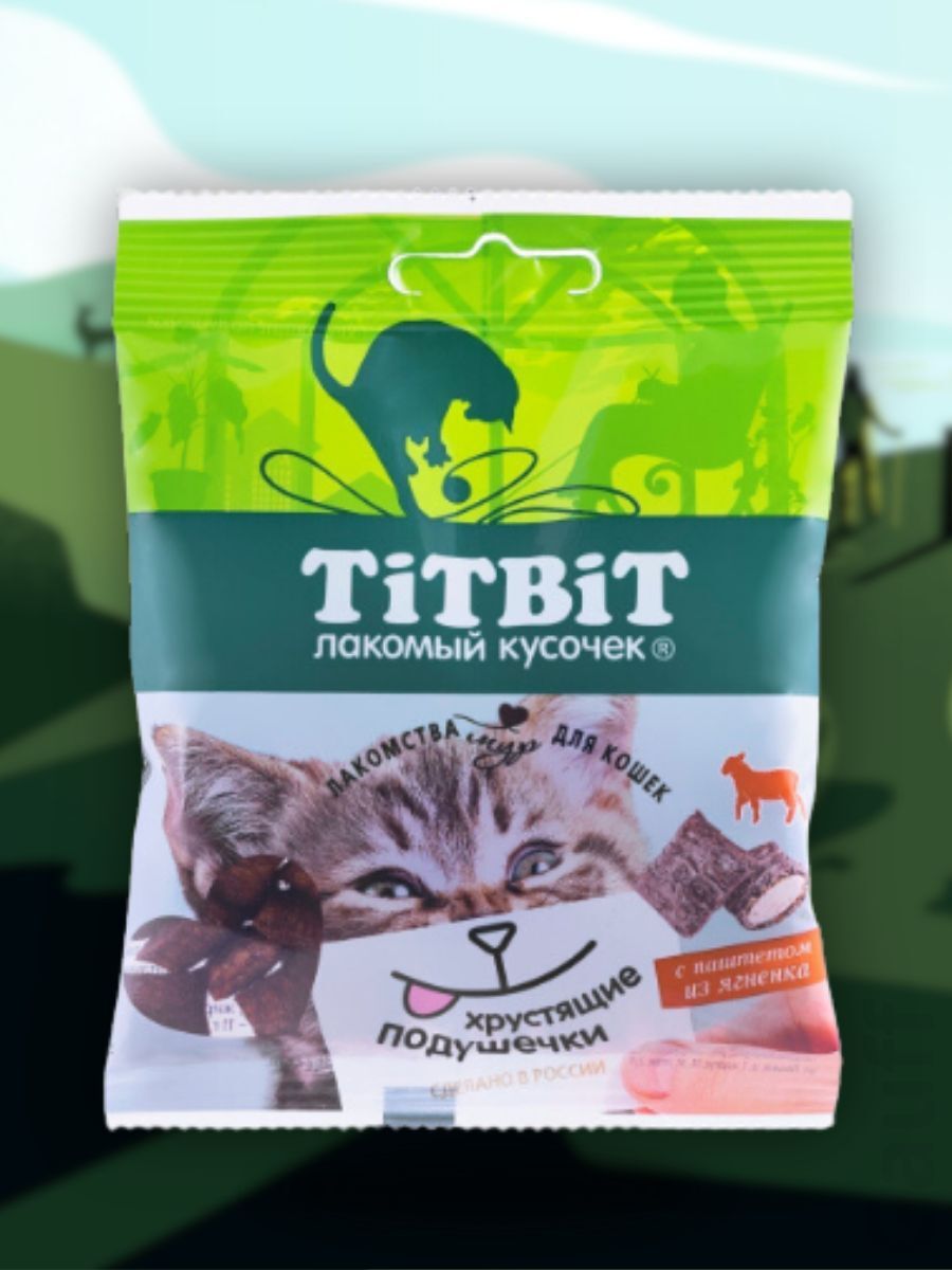TiTBiT Лакомство подушечки для кошек с паштетом из ягненка 30 гр 4690538013885