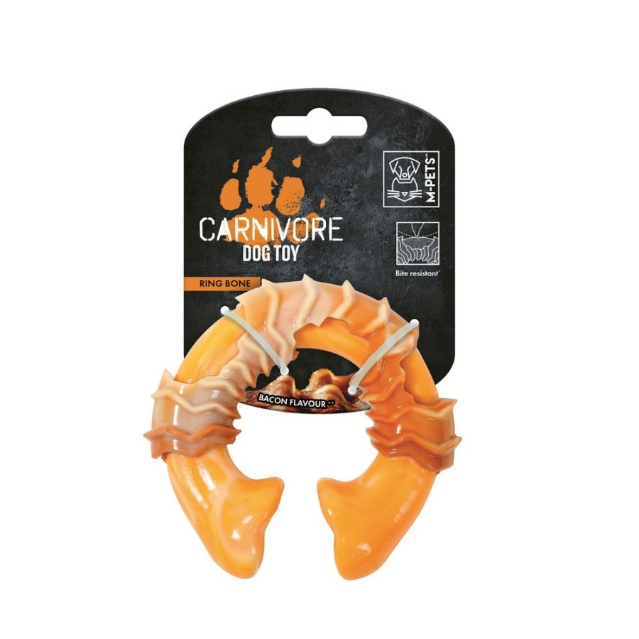 M-PETS Игрушка для собак Карнивор круглая кость, вкус бекона, цвет желтый, 10.8x9.7x3.6 см