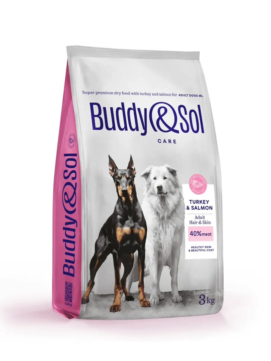 Buddy&Sol Care Сухой корм с индейкой для собак средних и крупных пород 3кг