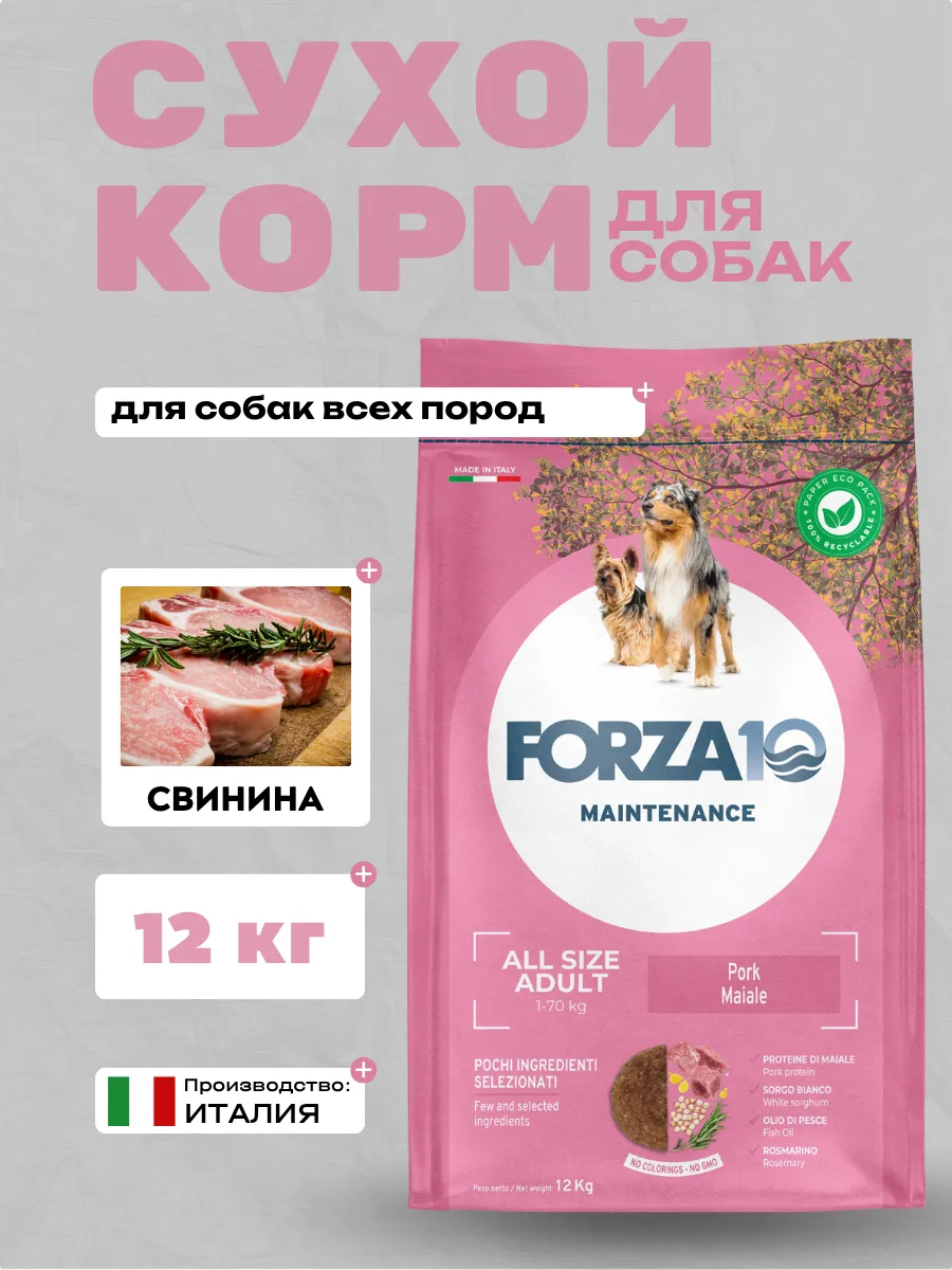 Forza10 Maintenance All Size Adult Pork Сухой корм для собак всех пород со свининой 12кг