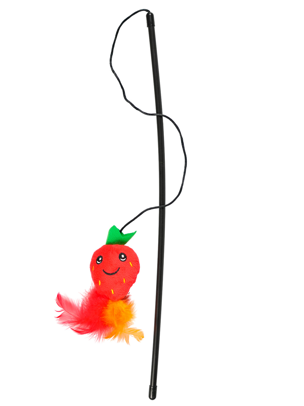 Игрушка-дразнилка Mr.Kranch для кошек Клубничка плюшевая с кошачьей мятой и перышками 17 см красная