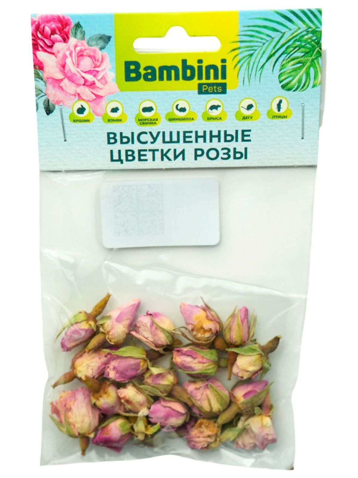 Лакомство Bambini Pets высушенные цветы розы для грызунов и кроликов, 10 г.