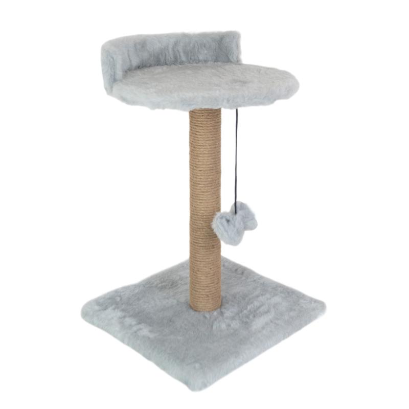 Моськи-Авоськи Когтеточка столбик с лежанкой 35*35*h55см мех, светло-серая