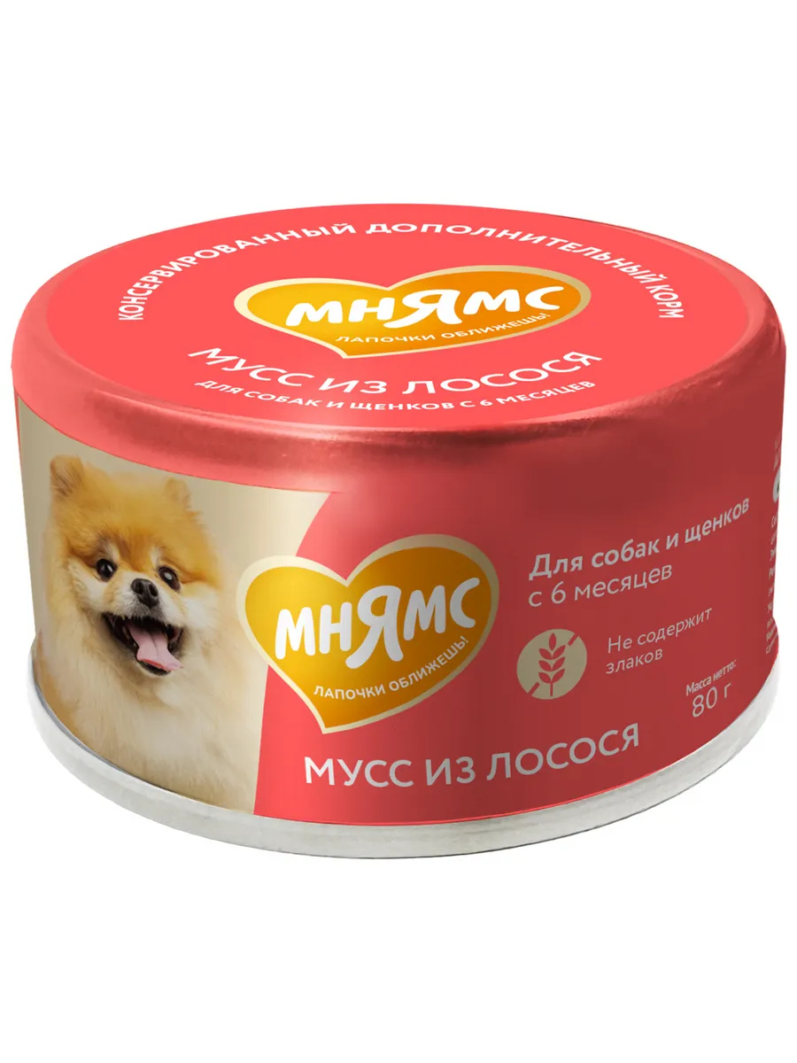 Мнямс Влажный корм из лосося д/соб. и щенк. от 6 мес. 24шт по 80гр