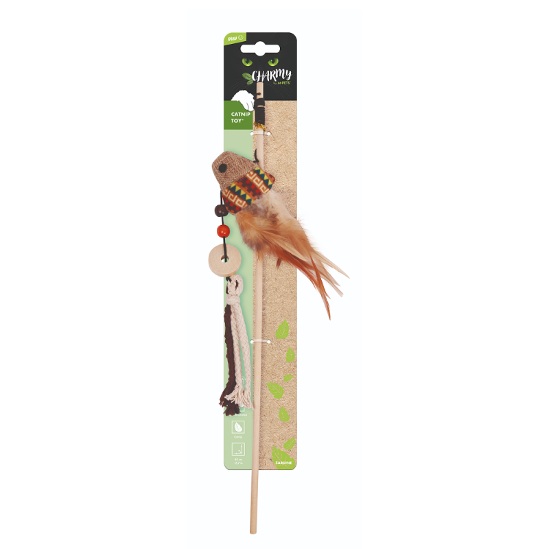 M-PETS Игрушка-дразнилка для кошек Charmy сардина, с кошачьей мятой, 23 см