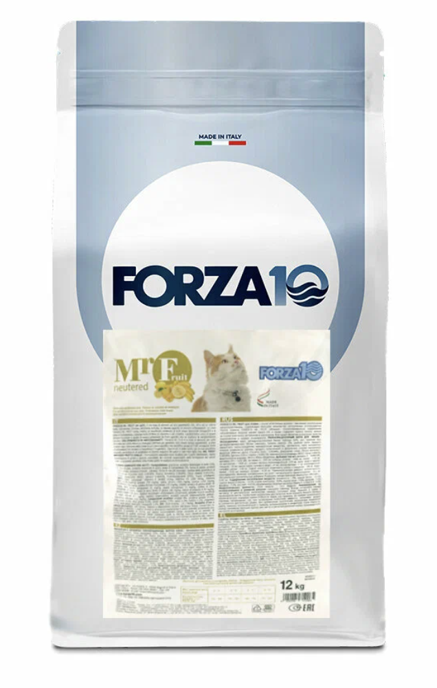 Forza10 Mr.Fruit Сухой корм для стерилизованных кошек с курицей 12кг (Серебристый мешок)