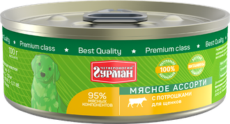 Четвероногий гурман Мясное ассорти консервы для щенков с потрошками 100 г