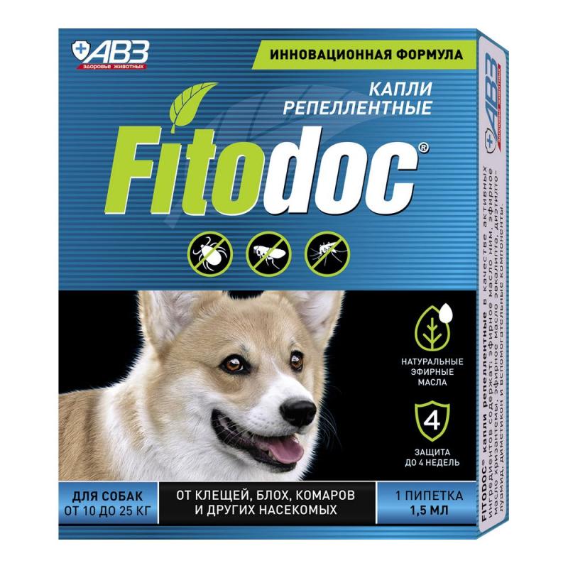 FITODOC Fitodoc, капли репеллентные для собак от 10 до 25 кг, 1,5 мл, 1 пипетка