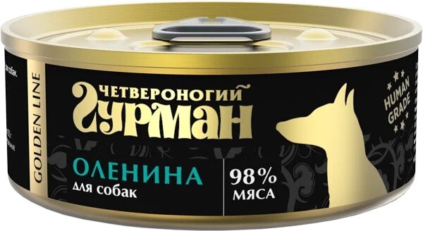 Четвероногий Гурман Корм влажный для собак "Golden line Оленина", 100г