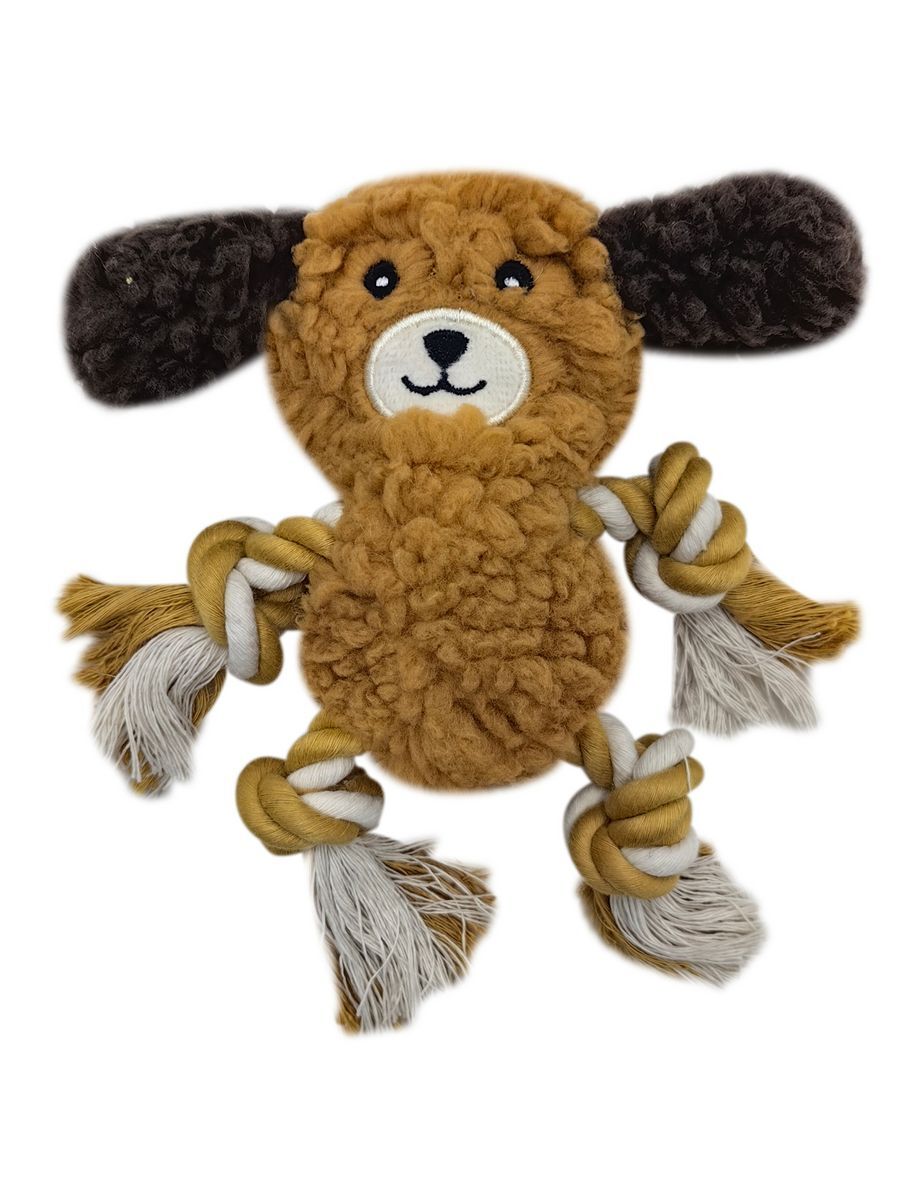 Aromadog Игрушка AROMADOG Rescue для собак Собачка с канатами 15 см с пищалкой, рыжий