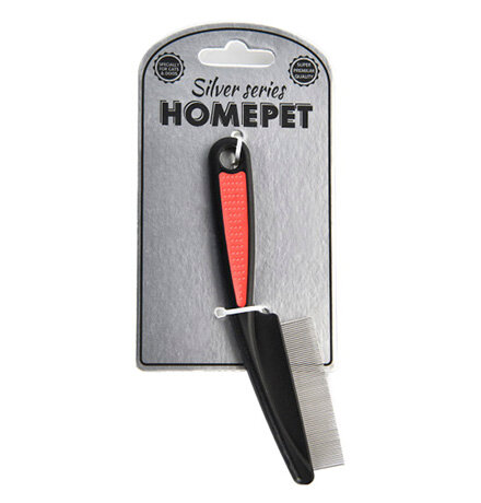 Расчёска для животных "Homepet Silver Series" короткими зубьями пластиковая. 14,5 см х 3,5 см 70 зубьев