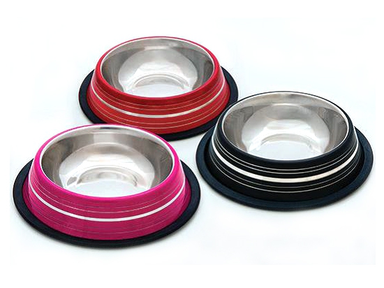 Миска нескользящая цветная с полосой, 240 мл