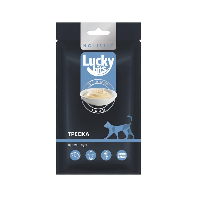 Lucky bits Лакомство для кошек крем-суп из филе трески, 5*20 г