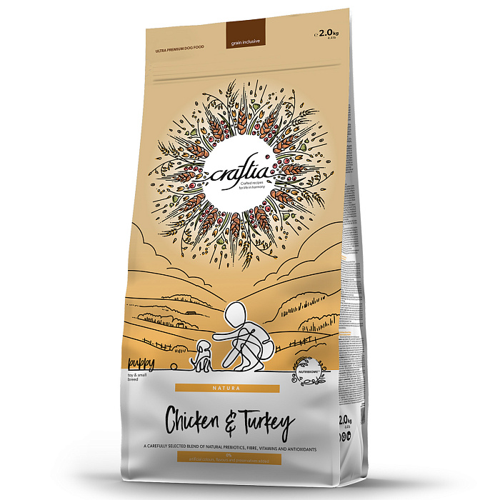 CRAFTIA Сухой корм  для щенков миниатюрных и мелких пород из курицы и индейки 2 кг 7640335420581